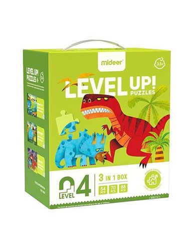 Mideer παζλ 3 σε 1 - Level Up 4 "Dinosaur" 54,70 - 88τμχ