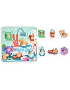 Mideer παζλ - σφηνώματα ξύλινο "Bath Time" 22,5x22,5εκ. 6 τεμαχίων