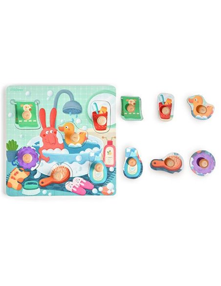 Mideer παζλ - σφηνώματα ξύλινο "Bath Time" 22,5x22,5εκ. 6 τεμαχίων