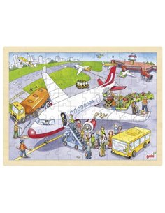 Goki παζλ ξύλινο "Αεροδρόμιο" 30x40εκ. 96 τεμαχίων
