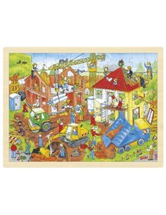 Goki παζλ ξύλινο "Εργοτάξιο" 30x40εκ. 96 τεμαχίων