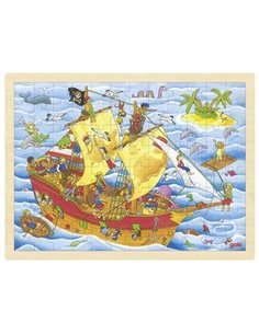 Goki παζλ ξύλινο "Πειρατές" 30x40εκ. 96 τεμαχίων