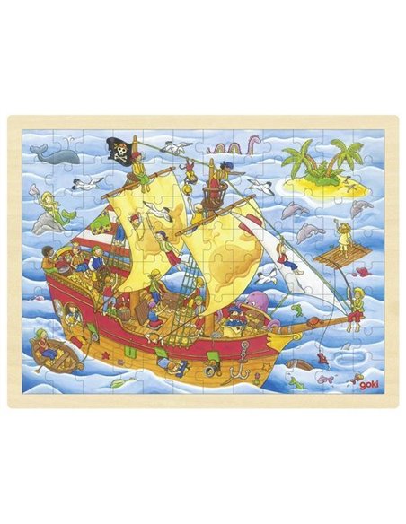 Goki παζλ ξύλινο "Πειρατές" 30x40εκ. 96 τεμαχίων