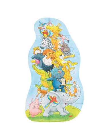 Goki παζλ ξύλινο "Πυραμίδα ζώων" 50x28εκ. 17 τεμαχίων