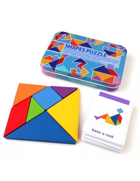 Tangram 7 τεμαχίων σε μεταλλικό κουτί 17x12xΥ3εκ.