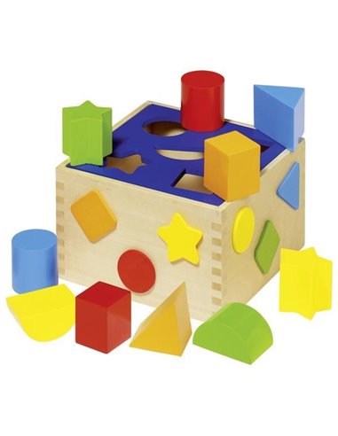 Goki κύβος ταξινόμησης σχημάτων ξύλινος 16x10εκ. 10 τεμαχία.