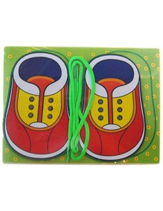 Εκπαιδευτικό παζλ ξύλινο "Δένω κορδόνια" 30x22.5εκ.