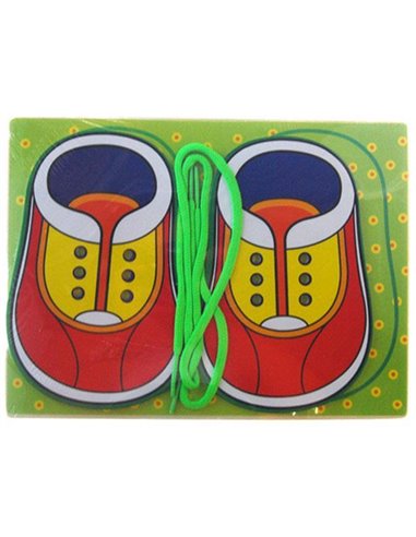 Εκπαιδευτικό παζλ ξύλινο "Δένω κορδόνια" 30x22.5εκ.