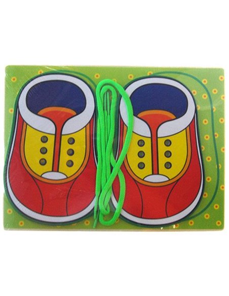 Εκπαιδευτικό παζλ ξύλινο "Δένω κορδόνια" 30x22.5εκ.