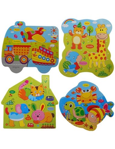 Εκπαιδευτικό παζλ ξύλινο 28,5x26.5εκ. κοκτέηλ