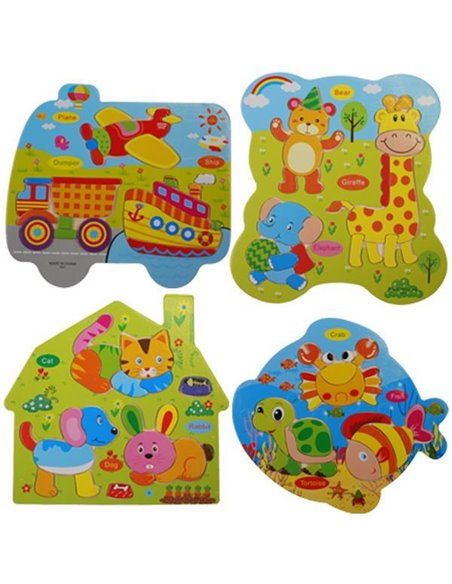 Εκπαιδευτικό παζλ ξύλινο 28,5x26.5εκ. κοκτέηλ