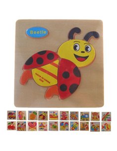 Εκπαιδευτικά παζλ ξύλινα 3D κοκτέηλ 10 σχέδια 14,5x14,5εκ.