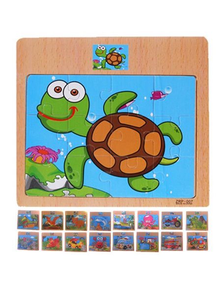 Εκπαιδευτικά παζλ ξύλινα 16,5x14,5εκ. 12τεμ. κοκτέηλ 10 σχέδια