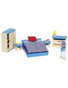 Goki σετ κρεβατοκάμαρας ξύλινο 14 τεμαχίων για κουκλόσπιτο.