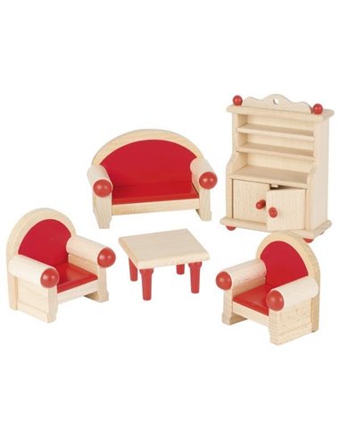 Goki σετ σαλόνι ξύλινο 5 τεμαχίων για κουκλόσπιτο.