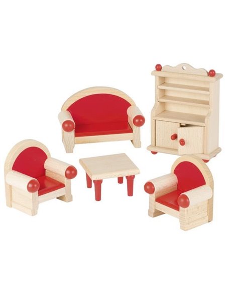 Goki σετ σαλόνι ξύλινο 5 τεμαχίων για κουκλόσπιτο.