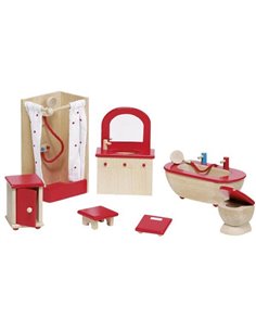 Goki σετ μπάνιο ξύλινο 7 τεμαχίων για κουκλόσπιτο.