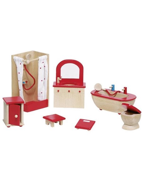 Goki σετ μπάνιο ξύλινο 7 τεμαχίων για κουκλόσπιτο.