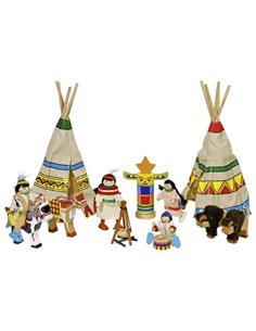 Goki σετ με ινδιάνους ξύλινο 14 τεμαχίων.