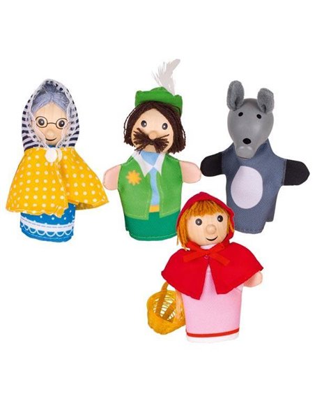 Goki σετ 4 δακτυλοφιγούρες Υ10-11εκ. "Κοκκινοσκουφίτσα"