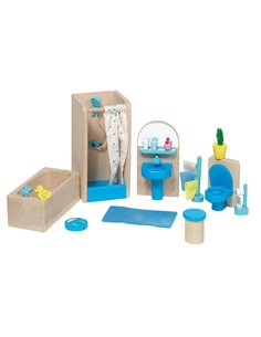 Goki σετ μπάνιο ξύλινο 17 τεμαχίων για κουκλόσπιτο.