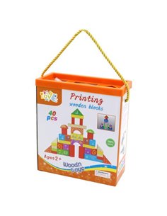Τουβλάκια ξύλινα χρωματιστά 40τεμ. σε κουτί δώρου
