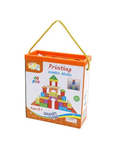 Τουβλάκια ξύλινα χρωματιστά 40τεμ. σε κουτί δώρου