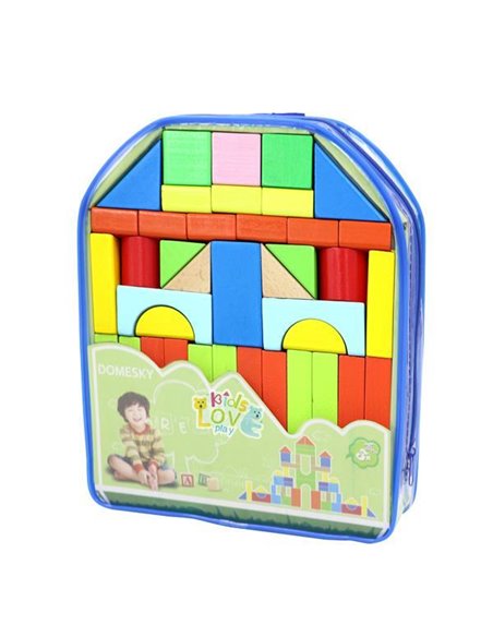 Τουβλάκια ξύλινα χρωματιστά 50τεμ. σε τσάντα