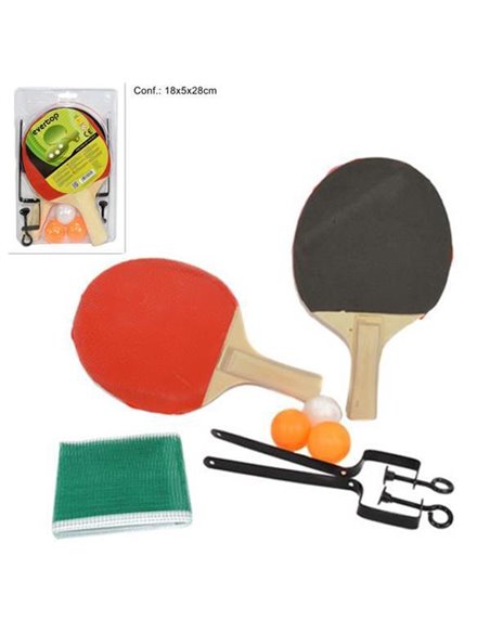 Σετ 2 ρακέτες πινγκ-πόνγκ με 3 μπαλάκια και φιλέ