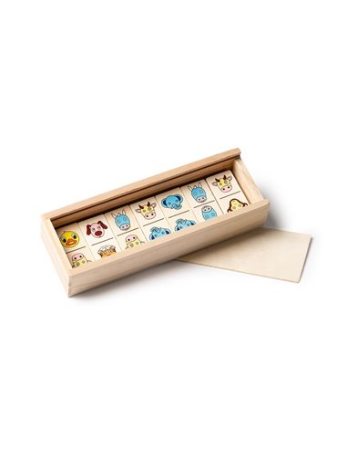 Ντόμινο 28 Τεμαχίων με Σχέδια Ζώων ξύλινο 15x5x3εκ.