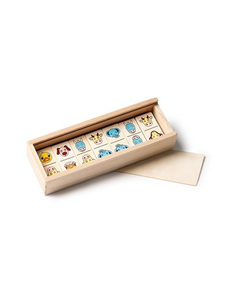 Ντόμινο 28 Τεμαχίων με Σχέδια Ζώων ξύλινο 15x5x3εκ.