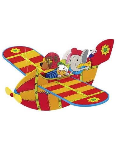 Goki εκκρεμές ξύλινο αεροπλάνο με ζωάκια 54εκ.