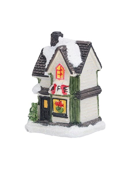 Χριστουγεννιάτικο φωτιζόμενο διακοσμητικό σπιτάκι Υ7,5x5,5x6εκ. Σχέδιο 1