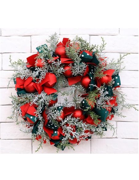 Χριστουγεννιάτικο στεφάνι με κόκκινη διακόσμηση Ø40εκ.