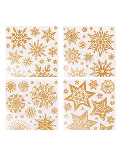 Χριστουγεννιάτικα αυτοκόλλητα παραθύρου Χιονονιφάδες χρυσά 30x42εκ.