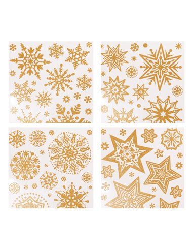 Χριστουγεννιάτικα αυτοκόλλητα παραθύρου Χιονονιφάδες χρυσά 30x42εκ.