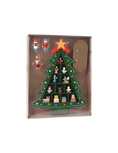 Χριστουγεννιάτικο δέντρο με κρεμαστά διακοσμητικά ξύλινο Υ30,5x23x6εκ.