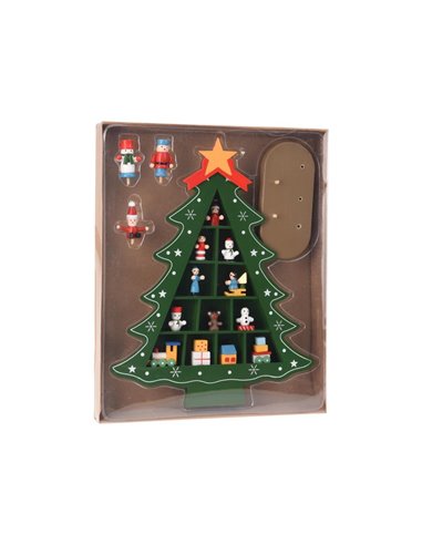 Χριστουγεννιάτικο δέντρο με κρεμαστά διακοσμητικά ξύλινο Υ30,5x23x6εκ.