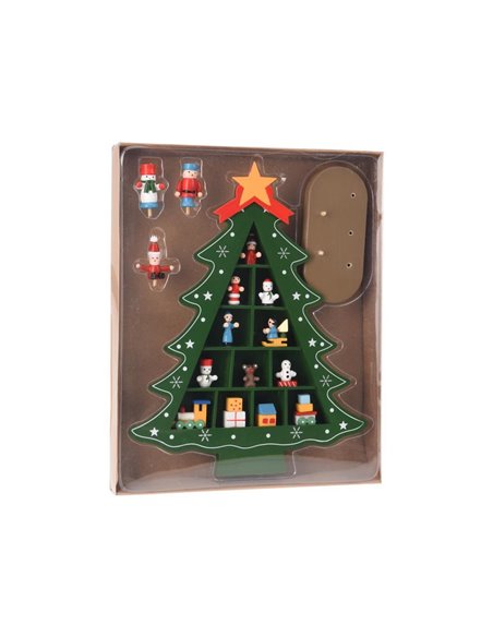 Χριστουγεννιάτικο δέντρο με κρεμαστά διακοσμητικά ξύλινο Υ30,5x23x6εκ.