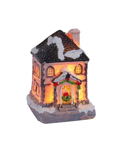Χριστουγεννιάτικο φωτιζόμενο διακοσμητικό σπιτάκι Υ7x5,5x6εκ. Σχέδιο 4