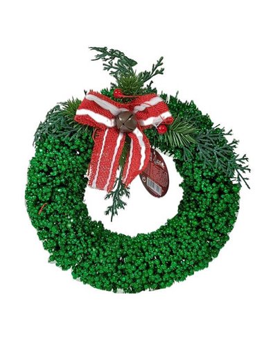 Χριστουγεννιάτικο διακοσμητικό στεφάνι με φιόγκο Ø24εκ.