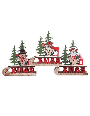 Ξύλινα διακοσμητικά έλκυθρα 11x5,5xΥ11εκ. κοκτέηλ 3 σχέδια