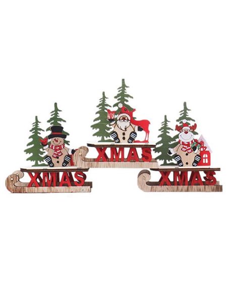 Ξύλινα διακοσμητικά έλκυθρα 11x5,5xΥ11εκ. κοκτέηλ 3 σχέδια