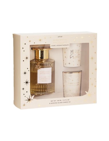 Σετ αρωματικό diffuser - 2 κεριά Χριστουγεννιάτικα Golden Amber