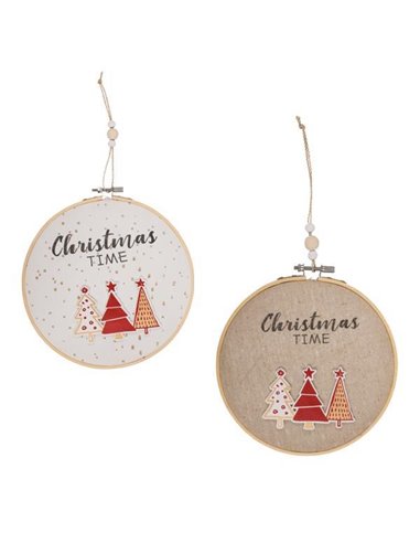 Χριστουγεννιάτικο διακοσμητικό τελάρο Ø17x2εκ. σετ 2 τεμαχίων