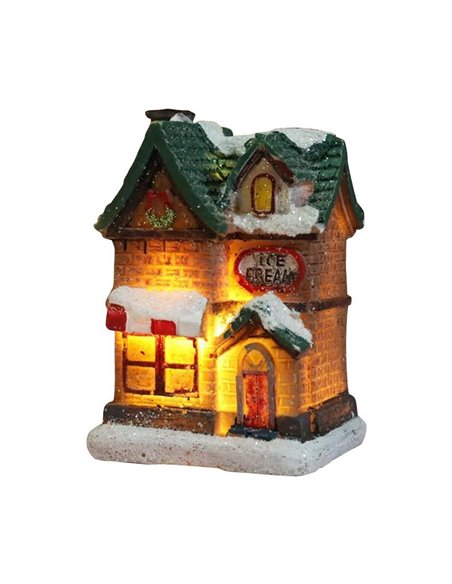 Χριστουγεννιάτικο φωτιζόμενο διακοσμητικό σπιτάκι Υ7,5x5,5x6εκ. Σχέδιο 4