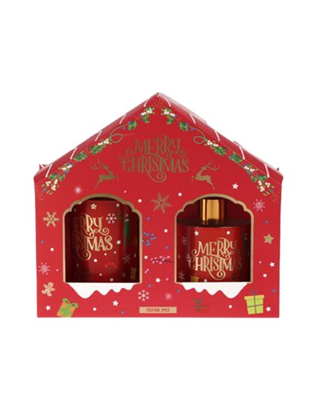 Σετ αρωματικό diffuser - κερί Χριστουγεννιάτικο Festival Spice