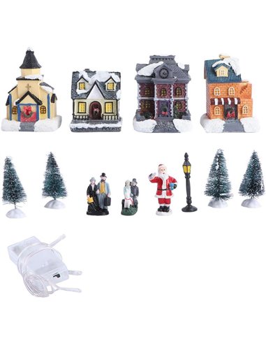Χριστουγεννιάτικο φωτιζόμενο χωριό σετ 12 τεμαχίων