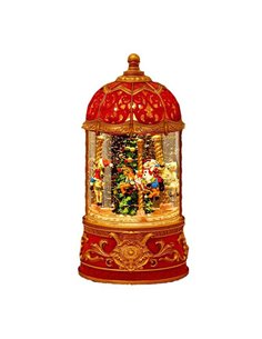 Χριστουγεννιάτικo φωτιζόμενο φανάρι-καρουζέλ  με χιόνι και μουσική, Υ20x8x8εκ.
