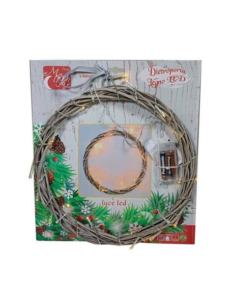 Χριστουγεννιάτικο φωτιζόμενο στεφάνι με 20 λαμπάκια Led Ø30εκ.